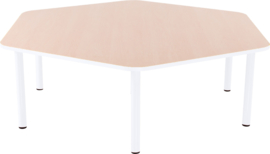 Zeshoekige Quint-tafel 128 cm  40-58cm wit