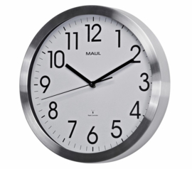 Wandklok MAUL Move RC Ø30,5x4.5cm aluminium/wit incl.batterij