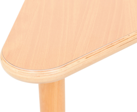 Driehoekige Flexi- tafel 108x80x80cm beuken 58-76cm hoogte verstelbaar