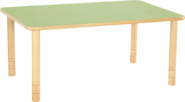 Rechthoekige Flexi tafel 120x80cm groen 58-76cm hoogte verstelbaar