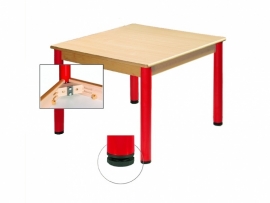 Tafel beuken/metaal 80 x 80 cm.  40-76 cm.