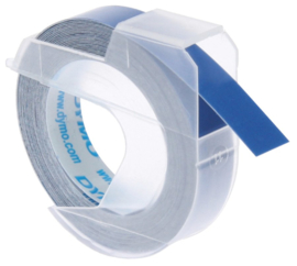 10 stuks Labeltape Dymo rol 9mmx3M glossy vinyl prof blauw