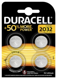 Batterij Duracell knoopcel 4xCR2032 lithium Ø20mm 3V-180mAh