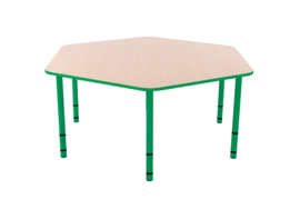 Zeshoekige Quint-tafel 128 cm 40-58cm hoogte verstelbaar groen