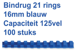 Bindrug Fellowes 16mm 21rings A4 blauw 100stuks