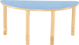 Halfronde Flexi tafel 120x60cm blauw 58-76cm hoogte verstelbaar