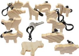 12 stuks Houten hangers 5 x 9,5cm - dieren