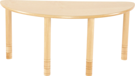 Halfronde Flexi tafel 120x60cm beuken 58-76cm hoogte verstelbaar