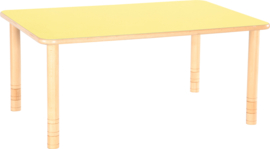 Rechthoekige Flexi tafel 120x80cm geel in hoogte verstelbaar