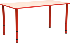 Rechthoekige Quint-tafel 115 x 65 cm. 40-58cm hoogte verstelbaar rood