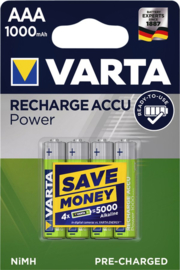 Batterij oplaadbaar Varta 4xAAA 1000mAh ready2use