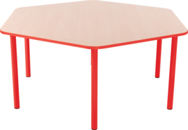 Zeshoekige Quint-tafel 128 cm 40-58cm rood