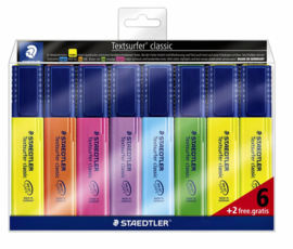 Markeerstift Staedtler 364 Textsurfer set à 6 stuks assorti + 2 geel gratis