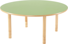 Ronde Flexi tafel 120cm groen 58-76cm hoogte verstelbaar