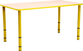Rechthoekige Quint-tafel 115 x 65 cm.  40-58cm hoogte verstelbaar geel