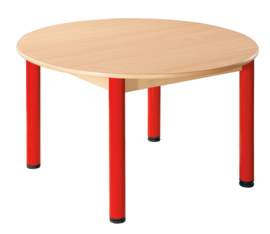 Tafel beuken/metaal 100 cm. rond 40-76 cm.