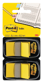 Indextabs 3M Post-it 680 25.4x43.2mm duopack geel