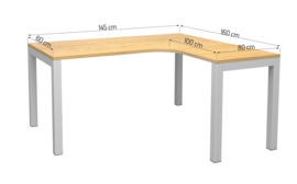 Kvadra hoek bureau tafel 160 cm. rechts