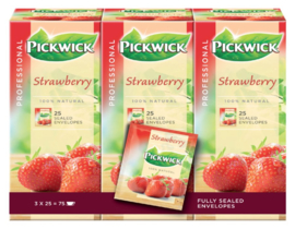 3x25 stuks Thee Pickwick aardbeien 25 zakjes van 1.5gr