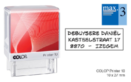 Tekststempel Colop Printer 10 +bon 3regels 27x10mm