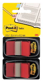 Indextabs 3M Post-it 680 25.4x43.2mm duopack rood