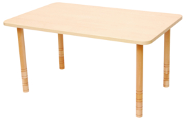 Rechthoekige tafel met dik tafelblad