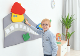 Muur decoratie - boom met weg - grijs