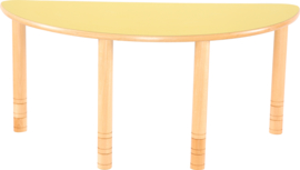 Halfronde Flexi tafel 120x60cm geel in hoogte verstelbaar