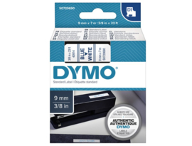 Labeltape Dymo 40914 D1 720690 9mmx7m Blauw op wit
