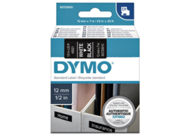 Labeltape Dymo 45021 D1 720610 12mmx7m wit op zwart