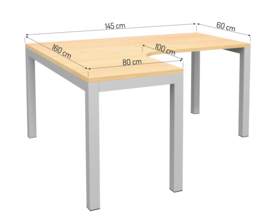 Kvadra hoek bureau tafel 160 cm. links