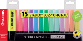Markeerstift STABILO Boss Original 7015-01-5 deskset à 15 kleuren
