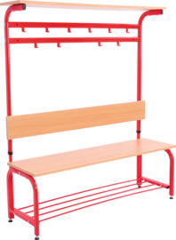 Garderobe met verstelbare bank en haken - rood