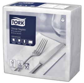 Servetten Tork 477554 Dinner 2laags 39x39cm wit 150st.