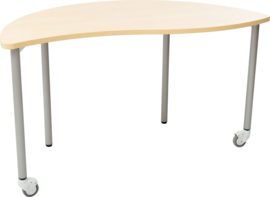 Milan tafel met wielen - halfrond met golf - maat 2 berken