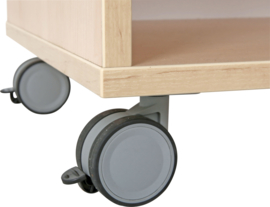 Quadro - S kast met 1 plank op wielen, witte uitvoering