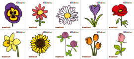 Garderobe stickers - bloemen, 10 stuks