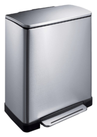 Afvalbak pedaalemmer E-Cube RVS mat rechthoekig 18+28liter