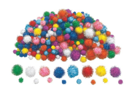 Pompons  glitter  assorti  1.5-3 cm  300 stuks