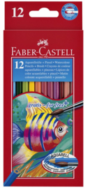 Kleurpotloden Faber Castell aquarel incl penseel set à 12 stuks assorti