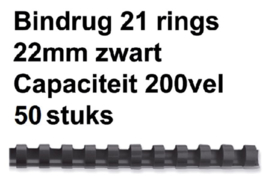 Bindrug Fellowes 22mm 21rings A4 zwart 50stuks