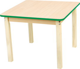 Vierkant esdoorn tafelblad met kleurrijke groene rand