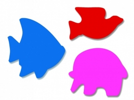 Plakfiguren jumbo vis, vogel en olifant
