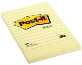 Memoblok 3M Post-it 660YEL 102x152mm geel gelijnd