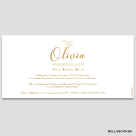 Geboortekaartje Olivia  |  goudfolie eekhoorn