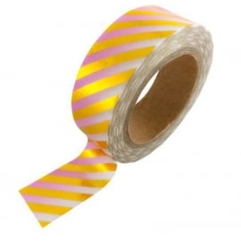Masking tape met roze gradient met gouden strepen