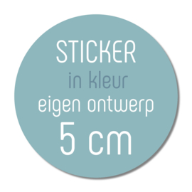 Sticker kleur met eigen ontwerp: 5 cm ( 10 stuks)