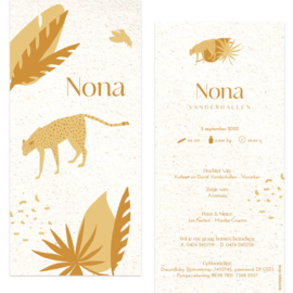 Luipaard- eco papier |  geboortekaartje Nona