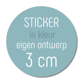 Sticker kleur met eigen ontwerp 3 cm ( 10 stuks)