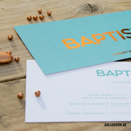 Koperfolie geboortekaartje BAPTISTE